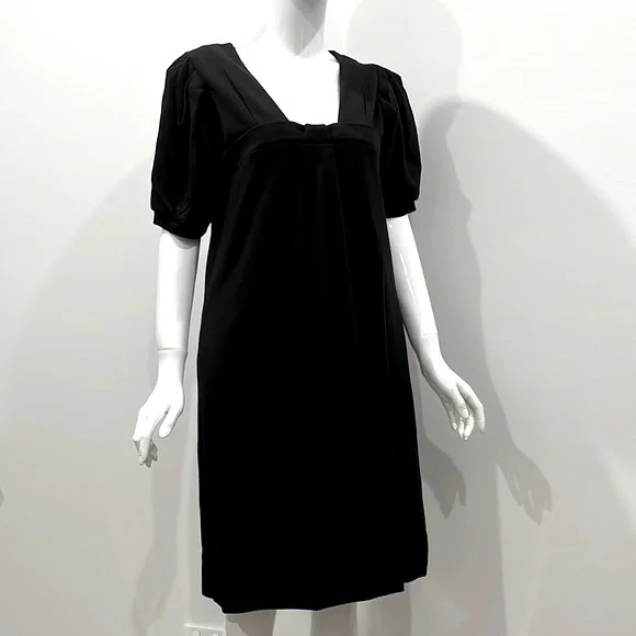 COUNTRY ROAD 100% Merino Wool. Black Midi Dress, Short Sleeve, Relax Fit - Picture 5 of 7